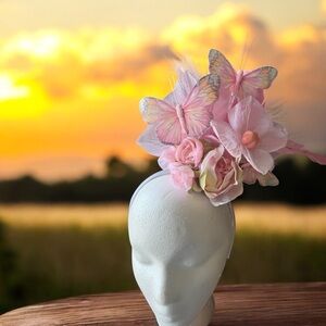 Elegant Pink Butterfly Headband